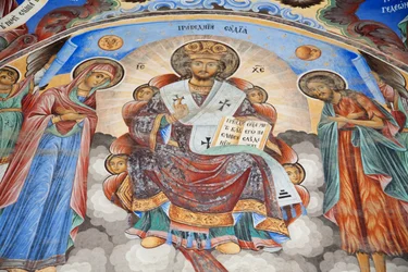 Peintures de Zahari Zograf sur les murs extérieurs du monastère de Rila